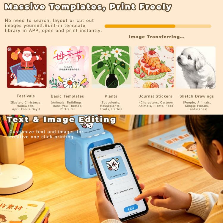 B6 AI Intelligent Kids Printer with 2.8-inch Screen