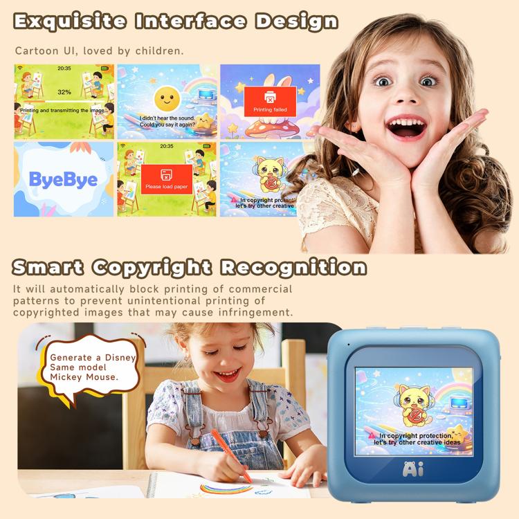 B6 AI Intelligent Kids Printer with 2.8-inch Screen