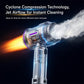Cyclone handheld vacuum with clear dust chamber and air jet airflow effect