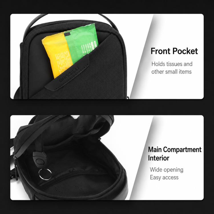 WEIXIER men crossbody bag front pocket with small items and open main compartment