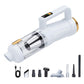 White cordless handheld vacuum cleaner with transparent dust cup and gold filter ring