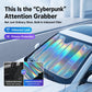 Iridescent reflective windshield sunshade with V cutout laid across the glass
