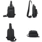 Men's black chest crossbody bag shown in multiple angles with adjustable strap