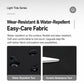 Black textured waterproof fabric panel for easy-care crossbody bag