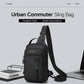 Black men crossbody chest bag with front buckle ring and zip compartments