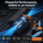 Tire inflator pump showing interior cylinder and blower parts detail