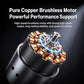 Handheld turbo air blower motor cutaway with copper-colored internal parts