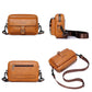 Orange PU leather crossbody sling bag with detachable small pouch and shoulder strap