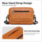 Orange PU leather crossbody sling bag back with rear hand-strap and zip pocket