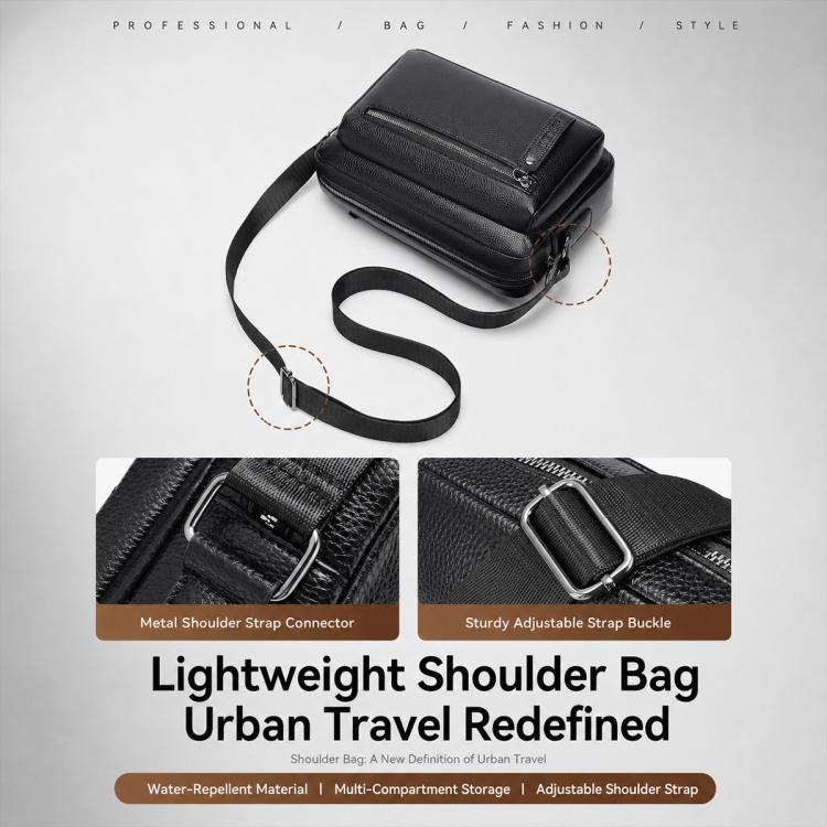 WEIXIER D1228 Retro Lychee Texture Waterproof Large Capacity Shoulder Crossbody Bag