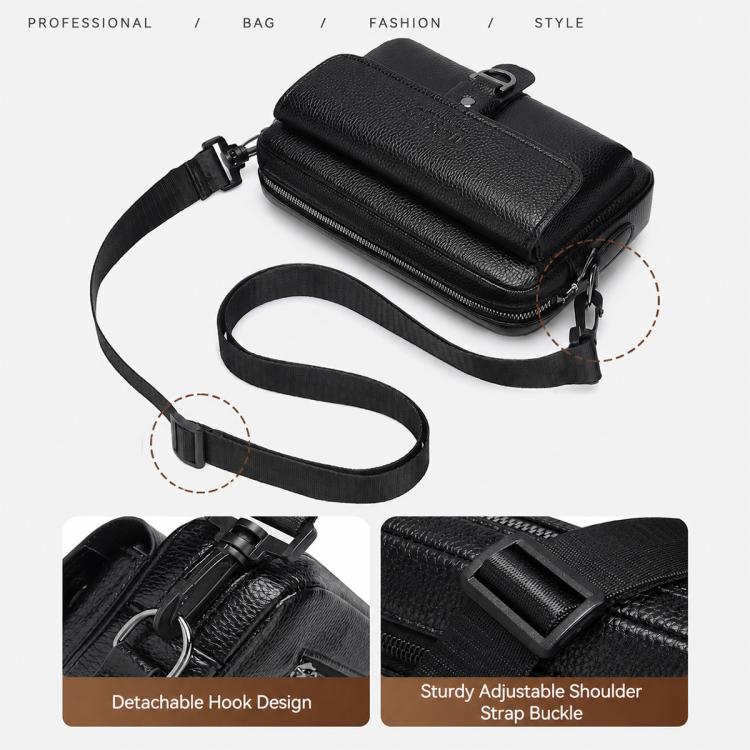 WEIXIER D1229 Lychee Texture Shoulder Crossbody Bag Large Capacity Waterproof Sling Bag