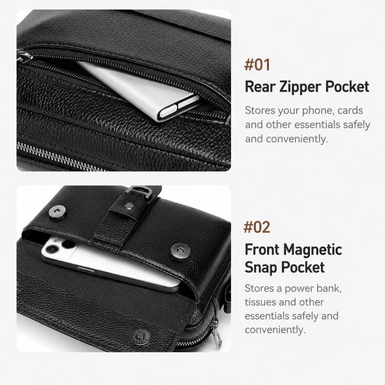 WEIXIER D1229 Lychee Texture Shoulder Crossbody Bag Large Capacity Waterproof Sling Bag