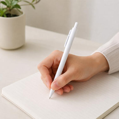 10 PCS/Pack Retractable Minimalist White Ballpoint Pen, 0.7mm Bullet Tip
