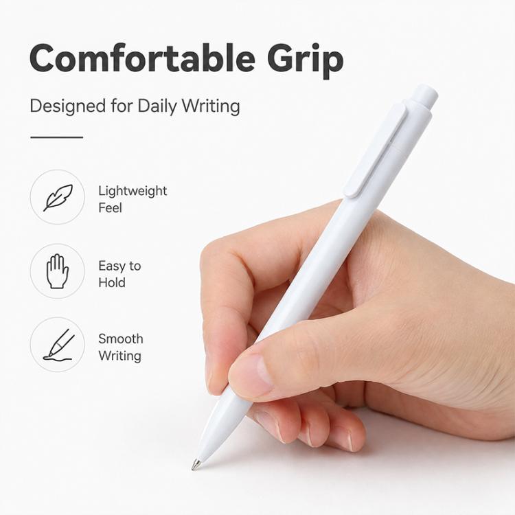 10 PCS/Pack Retractable Minimalist White Ballpoint Pen, 0.7mm Bullet Tip