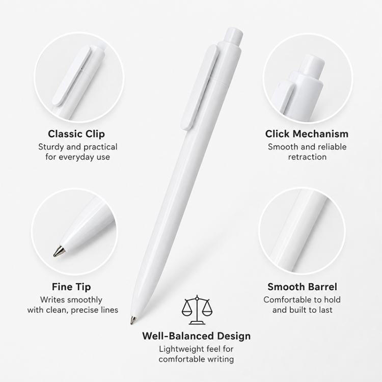 10 PCS/Pack Retractable Minimalist White Ballpoint Pen, 0.7mm Bullet Tip