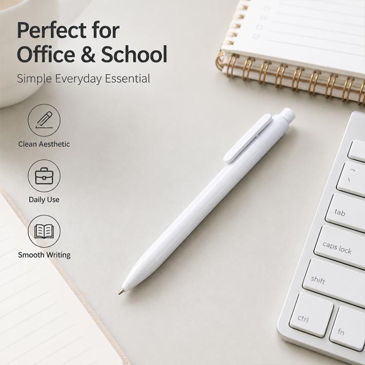 10 PCS/Pack Retractable Minimalist White Ballpoint Pen, 0.7mm Bullet Tip