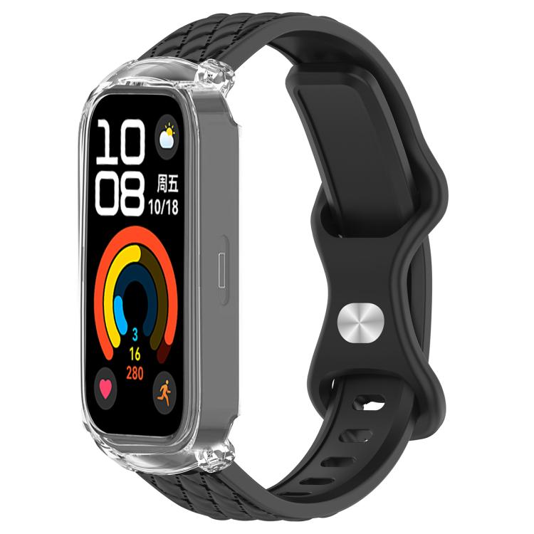xDfind Integrated Butterfly Buckle Leather-textured Silicone Watch Band, For Huawei Band 11 Pro / 11 Pro NFC, For Huawei Band 11 / 11 NFC