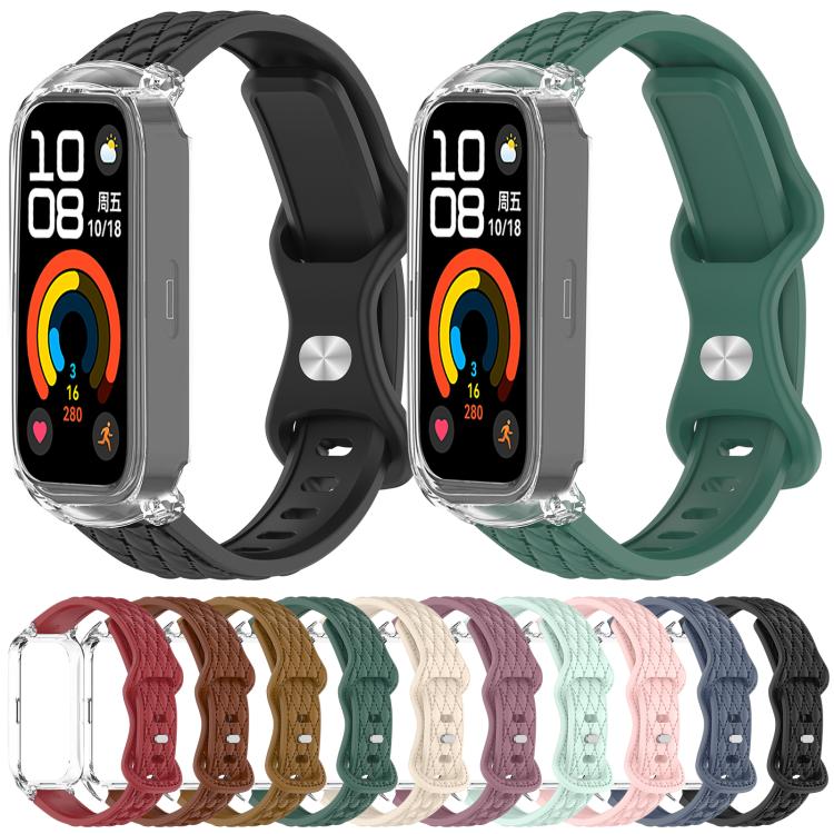 xDfind Integrated Butterfly Buckle Leather-textured Silicone Watch Band, For Huawei Band 11 Pro / 11 Pro NFC, For Huawei Band 11 / 11 NFC
