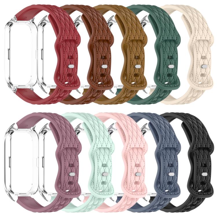 xDfind Integrated Butterfly Buckle Leather-textured Silicone Watch Band, For Huawei Band 11 Pro / 11 Pro NFC, For Huawei Band 11 / 11 NFC