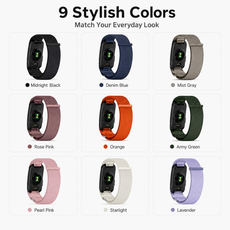 For Garmin CIRQA Smart Band xDfind Woven Nylon Hook and Loop Fastener Watch Band, S-M Wrist Circumference 120-200mm, L-XL Wrist Circumference 145-240mm