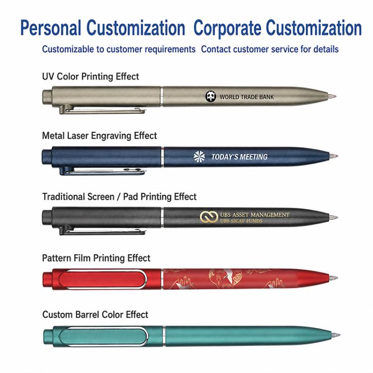 Retractable gel pens with assorted barrel colors: silver, navy, red, and teal