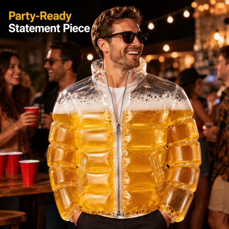 Transparent Beer-Filled Jacket for Pools, Beer Jacket, Beer Vest, Beer Guitar