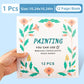 Kids painting coloring book cover with peach flowers and green leaves border, 12 pieces