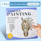 12-page animals painting coloring book, cover with detailed horned horse illustration