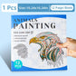 12-page animals painting coloring book, cover with colorful bird head line art