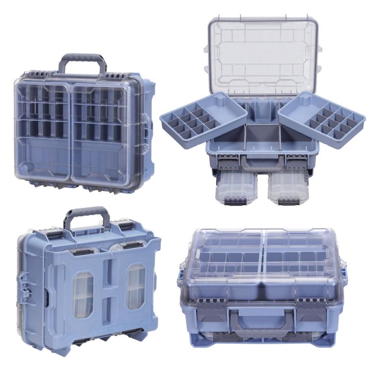Large Portable Handheld Lure Fishing Tackle Box Waterproof Dual-Layer Multi Grids Container