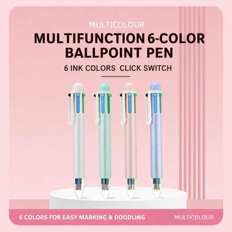 5 PCS/Pack 1.0mm Bullet Tip Six-colors Retractable Ballpoint Pen