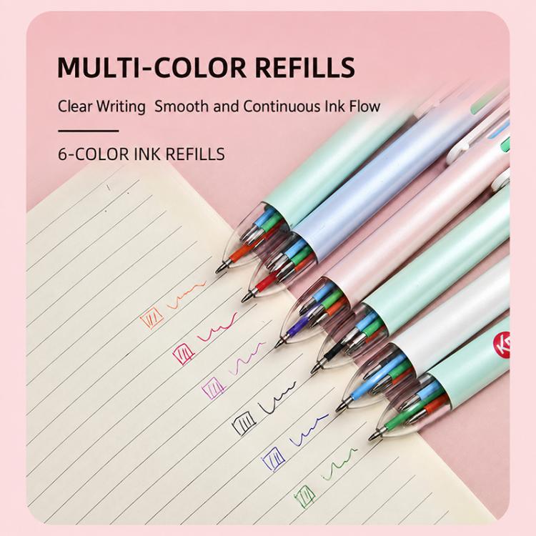 5 PCS/Pack 1.0mm Bullet Tip Six-colors Retractable Ballpoint Pen