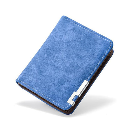 Retro Men Frosted PU Leather Short Wallet Card Bag