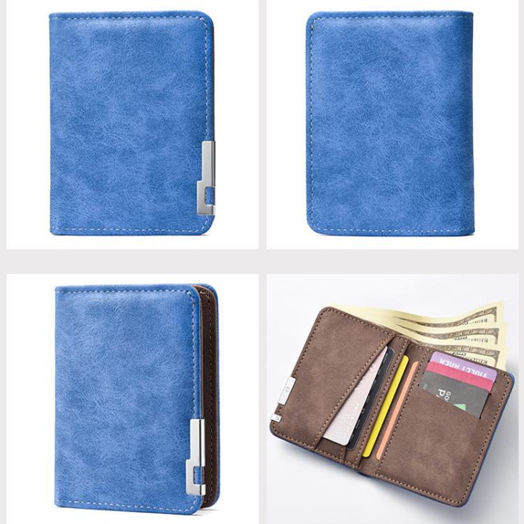 Retro Men Frosted PU Leather Short Wallet Card Bag