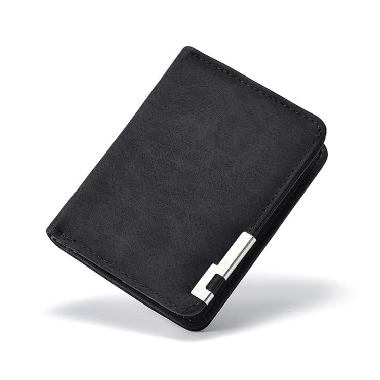 Retro Men Frosted PU Leather Short Wallet Card Bag