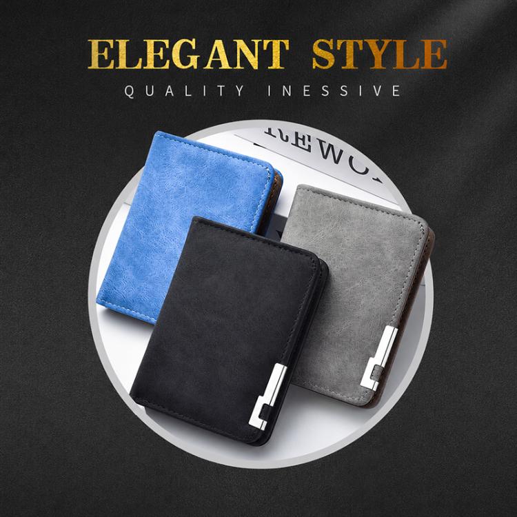 Retro Men Frosted PU Leather Short Wallet Card Bag