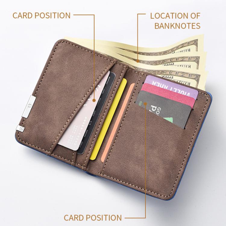 Retro Men Frosted PU Leather Short Wallet Card Bag