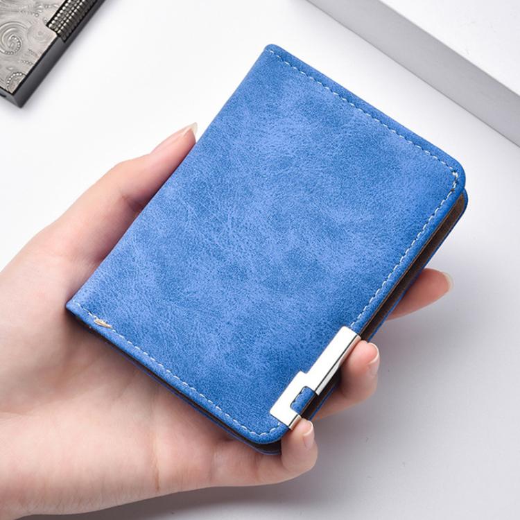 Retro Men Frosted PU Leather Short Wallet Card Bag