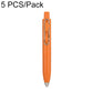 Orange retractable pocket ballpoint pen with metal clip and bullet tip