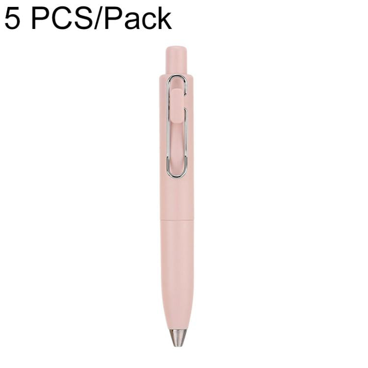 Light pink retractable pocket ballpoint pen with metal clip and bullet tip