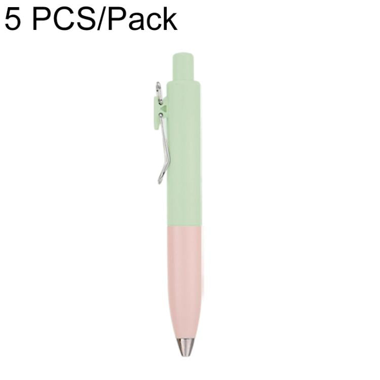 Retractable ballpoint pen, mint green and blush two-tone with pocket clip
