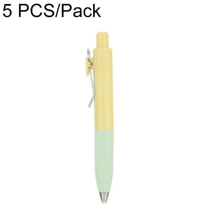 Retractable ballpoint pen, pale yellow and mint green two-tone with pocket clip
