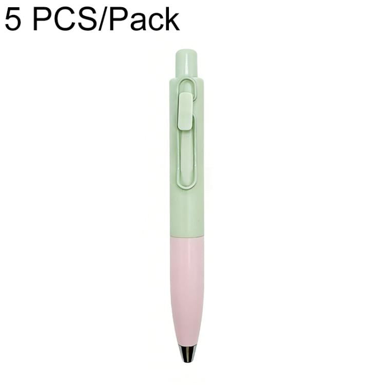 Retractable ballpoint pen, mint green and light pink two-tone with pocket clip