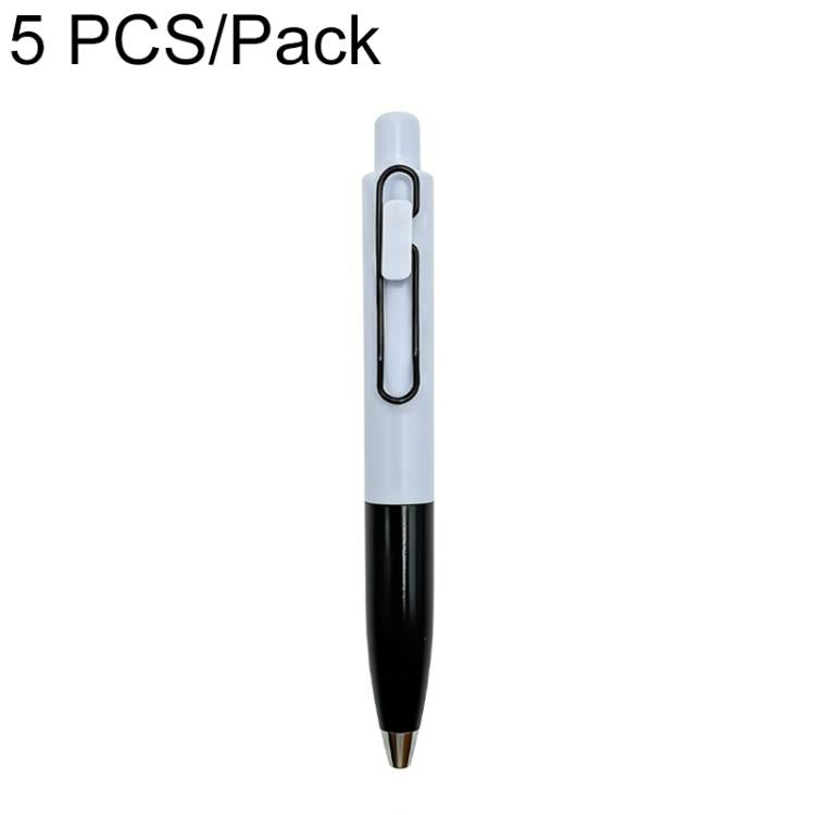 Retractable ballpoint pen, light blue and black two-tone with pocket clip