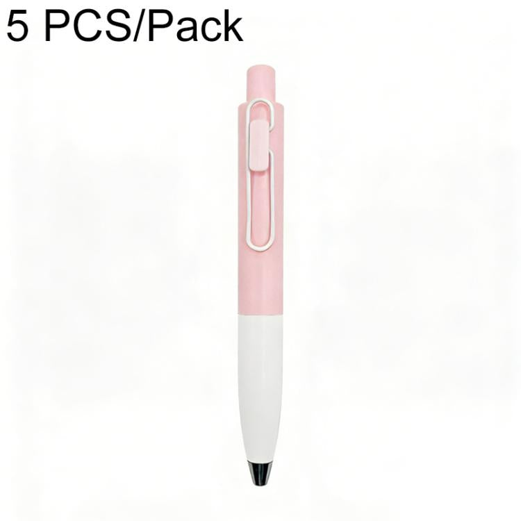 Retractable ballpoint pen, pink and white two-tone with pocket clip