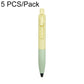 Pastel retractable pocket ballpoint pen, yellow body with mint grip and black tip