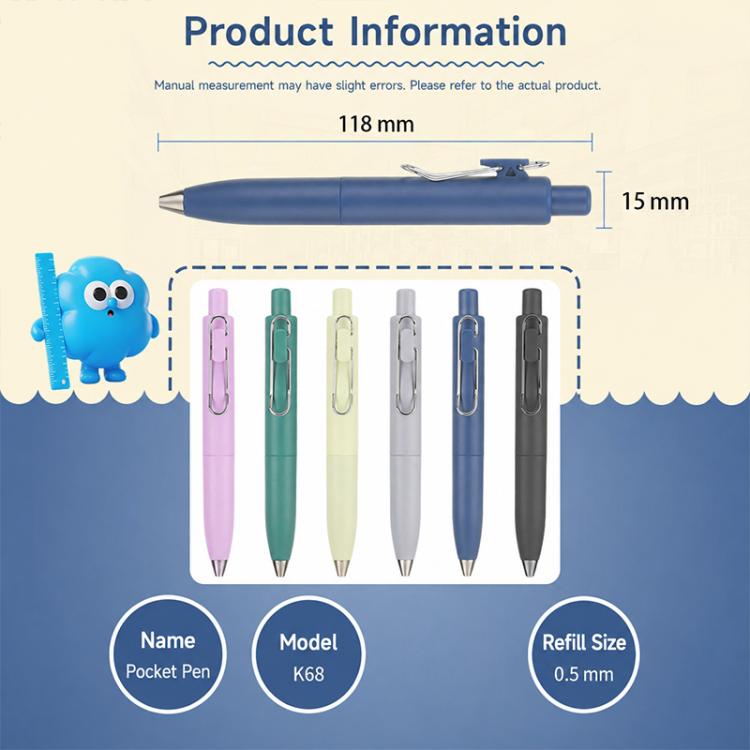 Set of pocket ballpoint pens in assorted colors with 0.5 mm replaceable refill