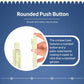 Compact retractable pocket ballpoint pen with rounded push button and metal clip