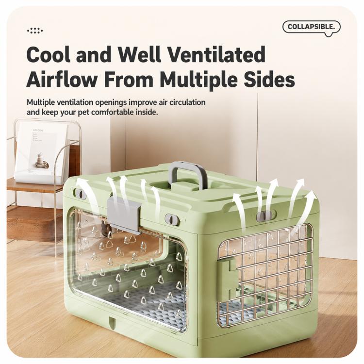 Portable Foldable Pet Carrier Crate with Ventilated Mesh