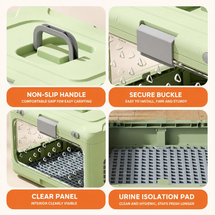 Portable Foldable Pet Carrier Crate with Ventilated Mesh